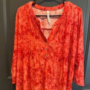 NY Collection for Women 2X Red Long Sleeve Dress Shirt